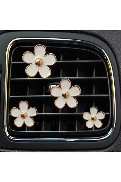 Choice White 4pcs Flower Car Outlet Vent Perfume Clips Air Freshener Diffuser Conditioning Aromatherapy Per