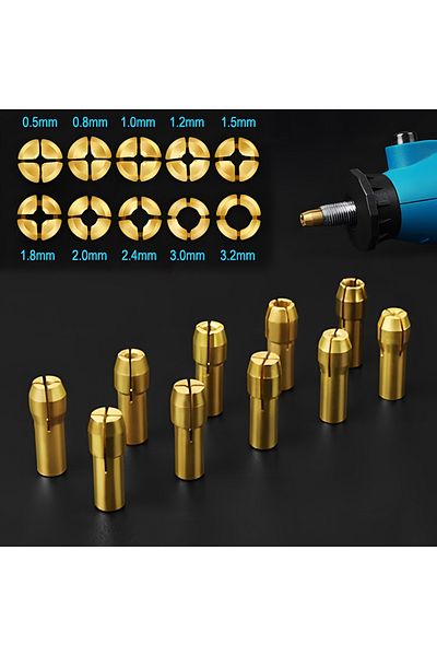 Choice Stonego 10pcs Mini Drill Chuck Adapter Set - Brass Collets 0.5-3.2mm For Rotary Tools, Quick Chan...