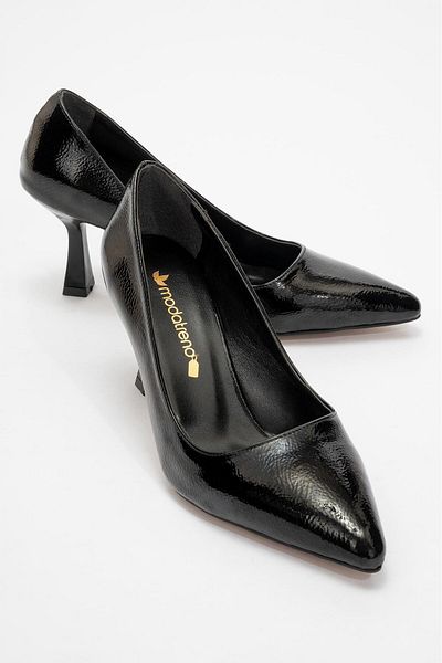 CCWAY AYAKKABI Black Patent Leather Women's Heeled Shoes
