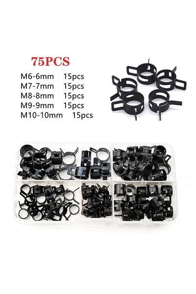 YISEONG 75/80Pcs/set 6-10mm Q673B Vacuum Spring Fuel Clip Oil Water Hose Pipe Tube Clamp Black Assortment...