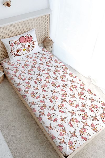Tuğba Kuğu Single Fitted Sheet Set - Cartoon Series - Hello Kitty Pattern
