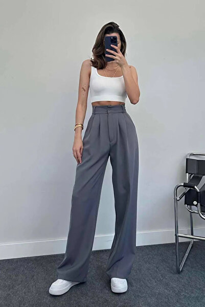 Yefrastore Ženska antracit Nabrano Palazzo pantalone