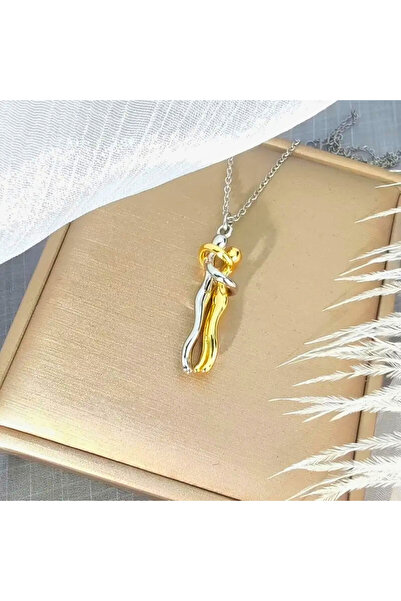 Obenim store زوجان من القلادة الفولاذية المتشابكة هدية عيد الحب