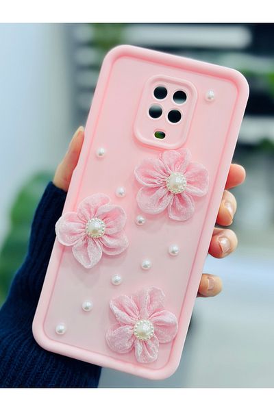 Go Aksesuar Redmi Note 9s - حافظة سيليكون متوافقة مع Redmi Note 9 Pro بتصميم زهرة التول مع لعبة