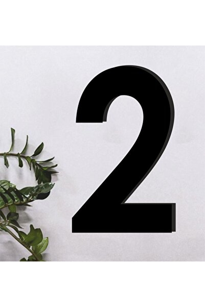 zafrakreklam Number TWO (2) Wall - Door - Garden - Number Size 12 X 7.5 Cm Bl...
