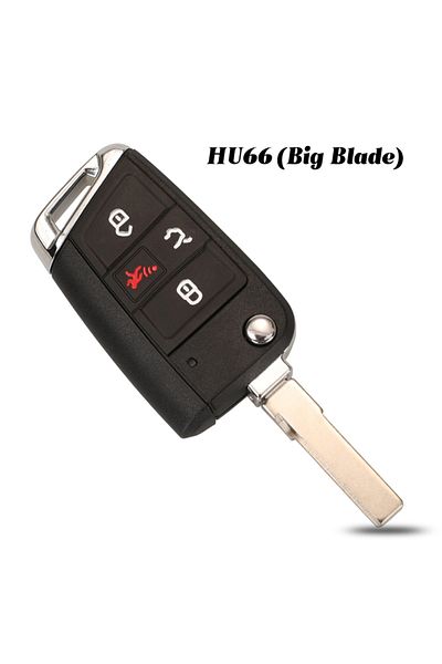 jingyuqin Hu66 Blade 4 Buttons Flid Folding Car Key Fob Shell For Vw Polo 2016 2017 Golf 7 Mk7 For S