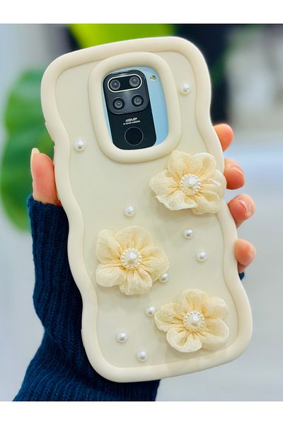 Go Aksesuar جراب سيليكون متوافق مع هاتف Redmi Note 9 بتصميم زهرة التول مع لعبة