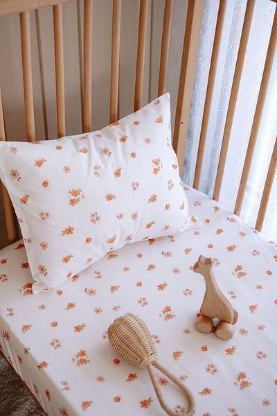 TBA COLLECTION Mother's Side Crib Elastic Sheet Set (55X95) |   Peachy Flowers