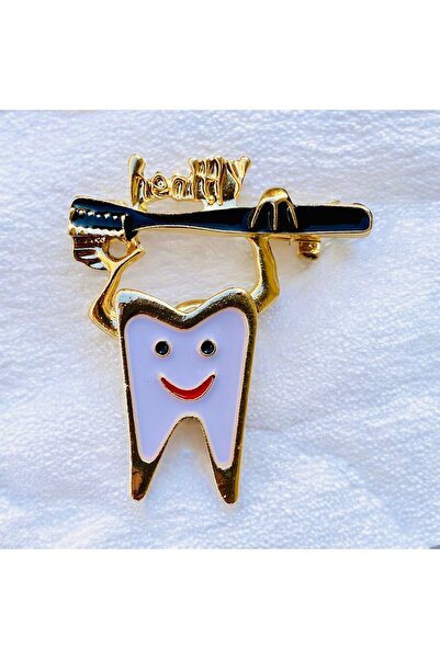 Rachel Silver Doktor - Hemşire Aksesuar Mineli Altın Renk Diş Model Tasarım H...