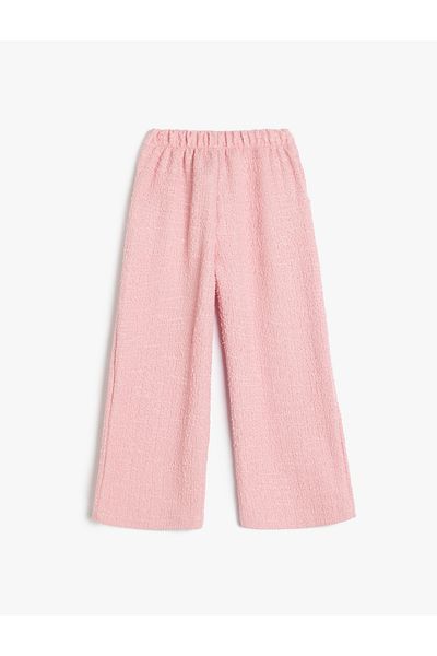 Koton Wide Leg Tweed Trousers with Pocket Detail