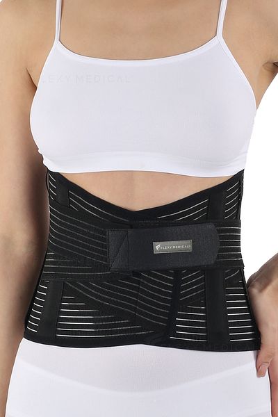 Flexy Medical Steel Underwire Medical Corset Lumbostad Black (26cm) Orthopedic Waist Corset Hernia