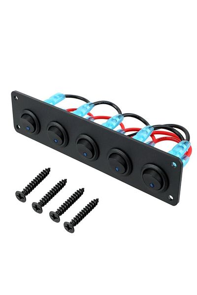 Choice Black Round Dash Rocker Toggle Switch Panel 12-24v 5 Gang Interior Parts For Rv Boat Yacht Marinecar