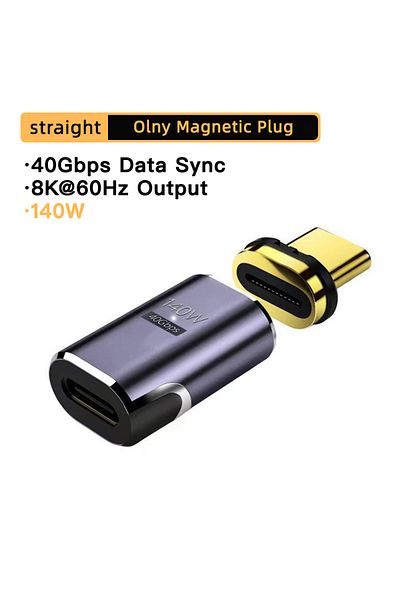 DIXSG Straight Adapter Pd140w Usb4.0 40gbps Thunderbolt3 Magnetic Adapter Usb C To Type C Fast Charge Magn