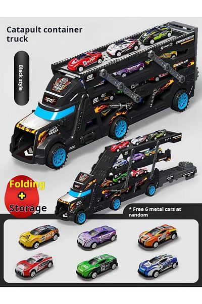 Choice Black Large Kid Truck Deformation Transporter Car Toys Models Educational Model Folding Track Racing