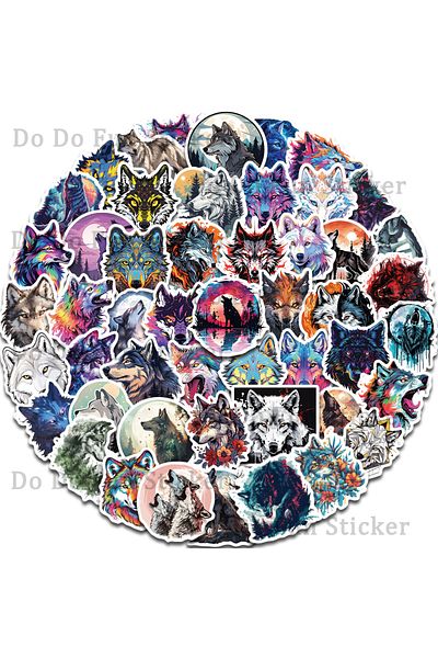 Choice 50pcs 50pcs Colorful Cool Handsome Animal Wolf Graffiti Sticker Waterproof Pvc Art Decoration Laptop