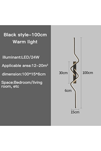 Choice3 tricolor 100CM BLACK Modern Wall Light Long Decorative Lights Nordic ...