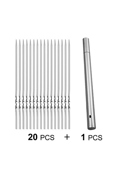 Choice1 20pcs forks 1 Tube New Stainless Steel Barbecue Skewer with Storage T...