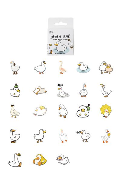 Choice A 50pcs Cute Duckling Cartoon Graffiti Stickers Decorated Notebook Water Cup Diary Suitcase Guitar .