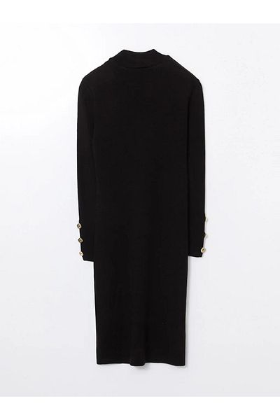 LC Waikiki Lcwaikiki Classic Black Half Turtleneck Women's Knitwear Dress