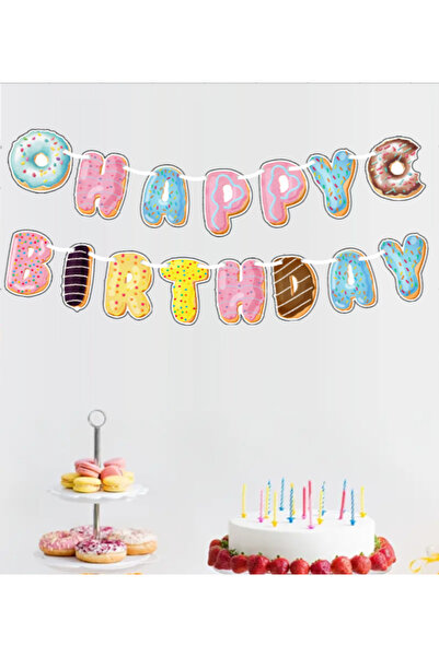 Hiras Dizayn 15 قطعة من لافتة عيد الميلاد السعيدة بطابع الدونات - حفلة راية، ...