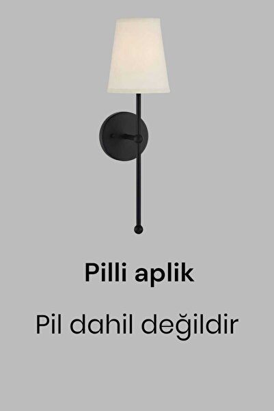 BSA LIGHTING PİLLİ PARS TEKLİ SİYAH BOYALI APLİK(KREM ABAJURLU)TEKLİ SATIŞ