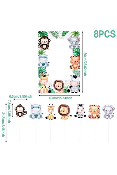 Choice 1 إطار صور حيوانات الغابة، مفرش طاولة، ديكور حفلات أعياد الميلاد للمنزل، حفلات استقبال الطفل، برية.