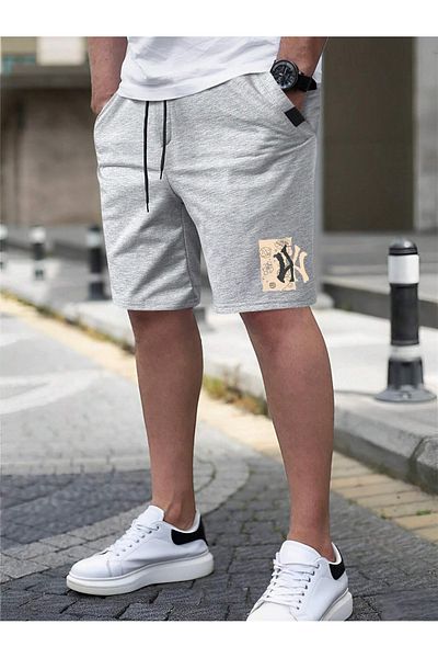 De Carte NY Alien Beige Potištěné ležérní sezónní unisex šortky Bermudy