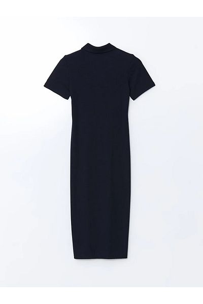 LC Waikiki Γυναικείο φόρεμα με γιακά πουκάμισο LCW Vision Navy Blue