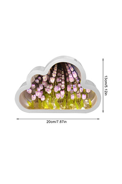 BGA 1 adet dekoratif Lale çiçek lamba bulut gece lambası makyaj aynası 2’in1