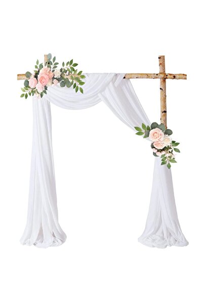 Choice ستارة قوس الزفاف البيضاء مقاس 75 × 600 سم من قماش الشيفون، ستارة خلفية...