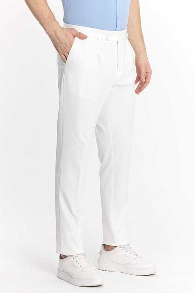 Savira Pantaloni slimfit din bumbac tricotat pentru bărbați - cu un singur talie, SEZON NOU