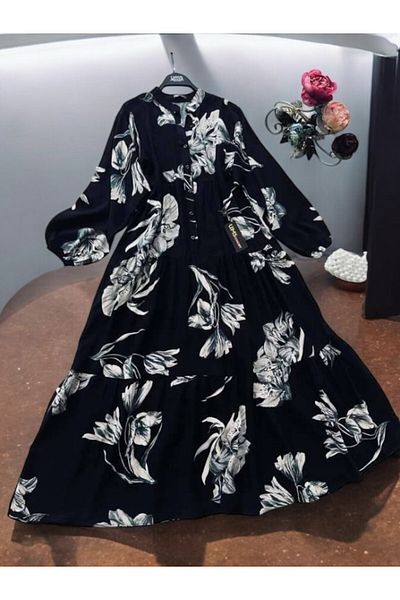 UMS CONCEPT Patli Patterned Half Buttoned Stage Dress - 2325-0001