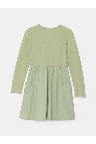 LC Waikiki Lcw Kids Green Crew Neck Girls' Dress