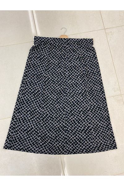 TDYtrendy Giyim Mother's Patterned Plus Size Violet Skirt with Elastic Waist