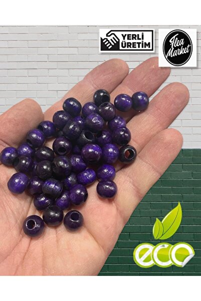 izmir Bitpazarı Економічний пакет 1 кг 10 мм дерев'яних намистин - ФІОЛЕТОВИЙ...