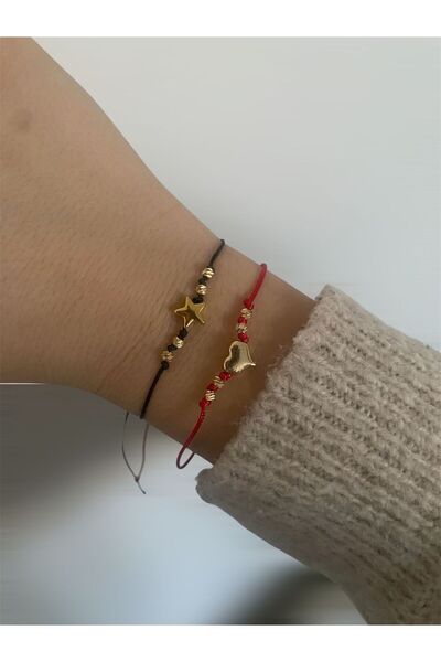 BAE ATOLYE سوار من الحبال باللون الأحمر والأسود - مجموعة من 2