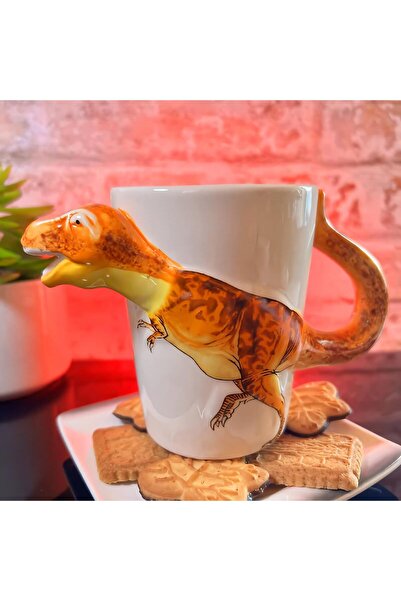 e-life shop 3D Animal Mug Serisi Özel Motifli El Boyaması Dinozor T-Rex Tasar...