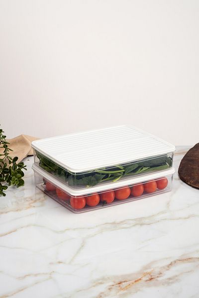 netteucuzluk 2400 ml White Refrigerator - Set of 2 Storage Suitable for Microwave and Freezer