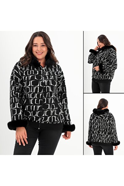 YMN COLLECTİON KADIN BÜYÜK BEDEN FERMUARLI KÜRKLÜ HIRKA