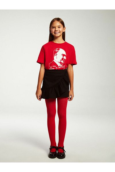 LC Waikiki Lcw Kids Crew Neck Ataturk Printed Girl's T-Shirt