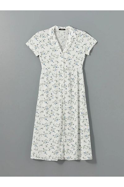 LC Waikiki Xside White Floral Women's Shirt Dress
