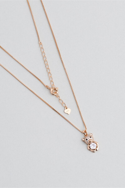 So CHIC... Sevlimli Ayıcık 18 Ayar Rose Altın Kaplama 45 Cm Gümüş Kolye