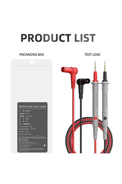 Mastfuyi Fy-s47 Fy-s47 Digital Multimeter Probe Test Leads 1000v 20a Universal Needle Tip Multi Mete