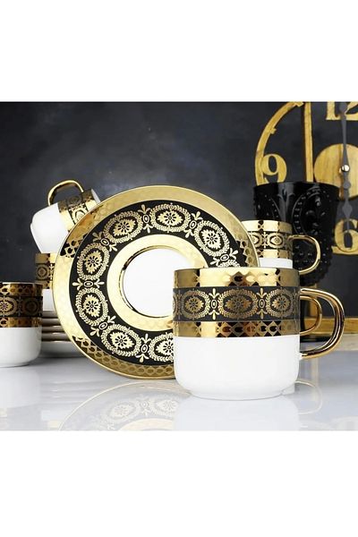 Kosova Muba Concept Lerona Gold 6 Person Porcelain Cup Set