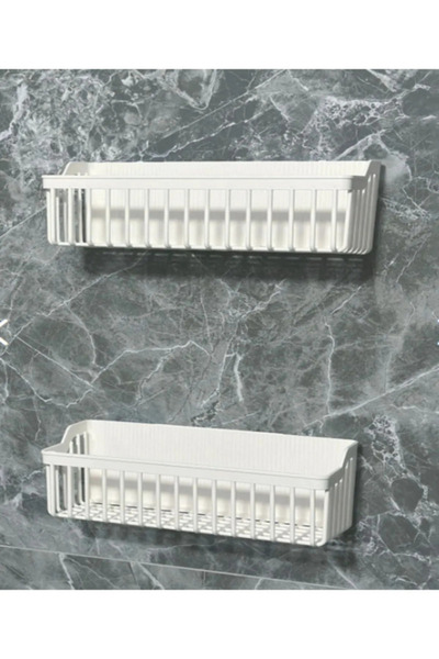 GenelTedarik رف لاصق من قطعتين لتنظيم الحمام والمطبخ، رفوف متعددة الأغراض