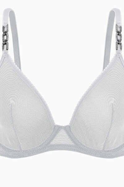 Wonna Tulle Detailed Bra - No Padding, Capless - Fashion - 2565 - Ecru