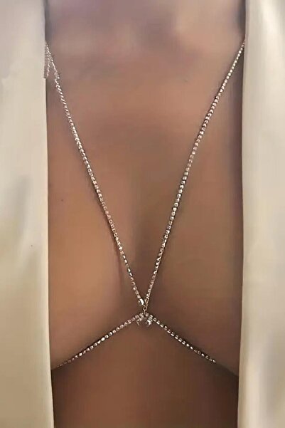 Linda Shop Gümüş Renk Taşlı Vücut Aksesuarı
