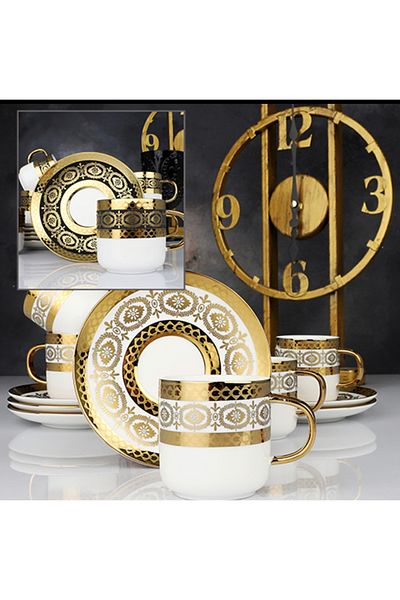 Kosova Muba Concept Lerona Gold 6 Person Porcelain Cup Set