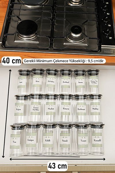 color house 300ml Borosilicate GLASS - Steel Lid, 18 Jars, 6 Plexi Stand with Stop