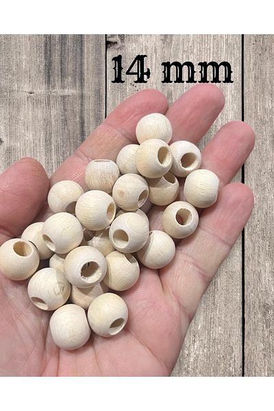 Selin 14 Mm Raw Unprocessed Wood Beads - 100 grams (Average 100 Pieces)